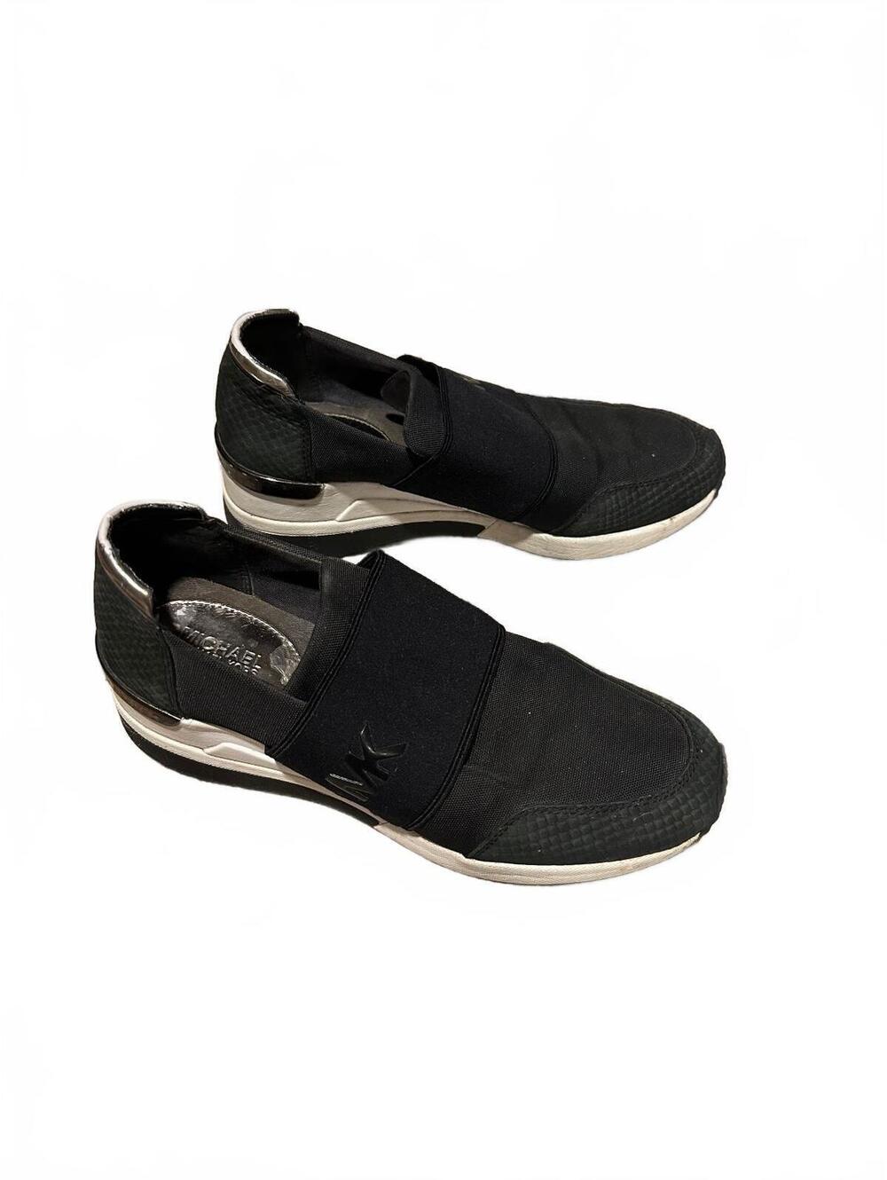 Michael Kors Black Slip-On Sneakers with Metallic Accent